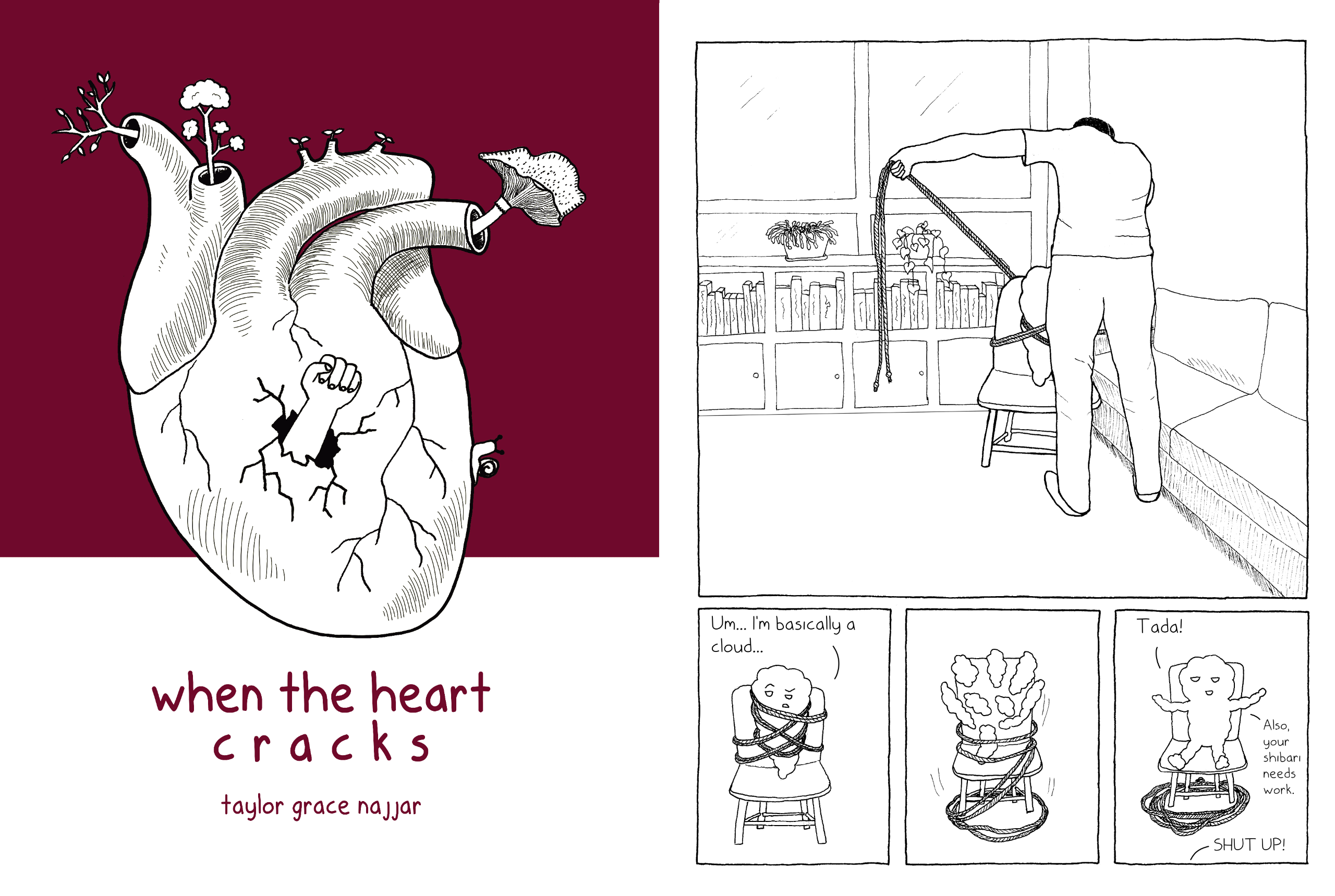 Cover and sample page from the graphic novella When The Heart Cracks